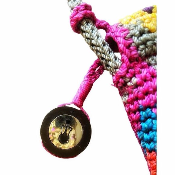 The Sak Multicolored Chevron Design Crochet Bohemian Coquette Crossbody Bag EUC - Picture 7 of 10